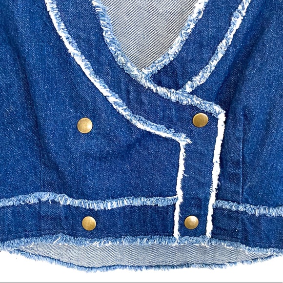 Vintage Lida Jeans Raw Seams Trim Double Snap Vest - Picture 4 of 6